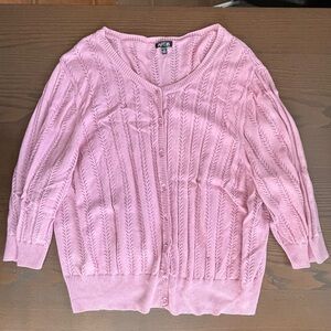 Apt. 9 Knitted Pink Cardigan - Plus Size - Cottagecore - Granny Chic 100% Cotton